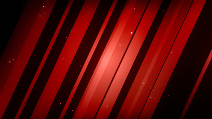 Abstract red diagonal stripes with glowing particles and light effects