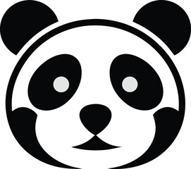 Minimalist Black And White Panda Face Vector Icon Design Illustration