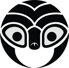 Minimalist Black And White Sloth Face Logo Design Icon Art