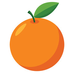 Fresh orange vector illustration with green leaf on a clean white background
