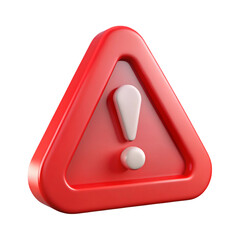 3d rendered red triangular warning sign with white exclamation mark on black background