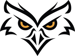 Powerful Stylized Owl Head Mascot Logo Design For Sports Team Branding