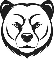 Striking Black And White Bear Head Logo  Modern Animal Mascot Design