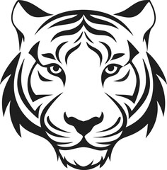 Striking Black And White Tiger Head Logo  Powerful Wild Animal Design