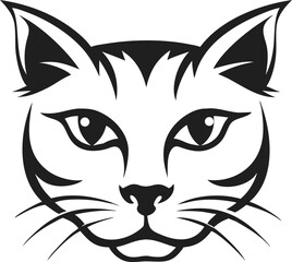 Stylized Cat Head Portrait Elegant Black And White Feline Vector Art