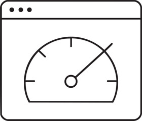 Website Speed Test A Simple Line Drawing of a Browser Window Displaying a Speedometer Icon