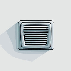 A cartoonish illustration of a rectangular air vent with horizontal slits casting a shadow on a light gray background