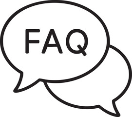 Frequently Asked Questions Concept Two Speech Bubbles with the Word FAQ Inside Simple Outline simple