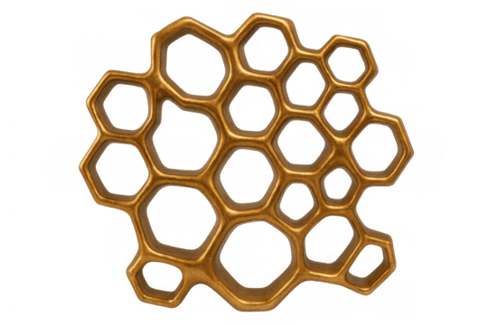 Golden honeycomb pattern revealing geometric symmetry, translucent backdrop showcasing intricate lattice design reflecting architectural precision - Powered by Adobe