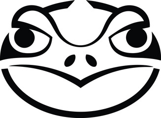 Angry Frog Face Logo Simple Black And White Animal Illustration Design