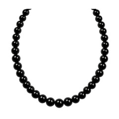Obraz premium Elegant black pearl necklace displayed against a plain background, ideal for jewelry promotions