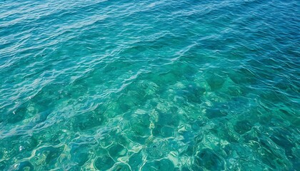 Tranquil Turquoise Sea: A Glimpse of Crystal Clear Water and Gentle Ripples