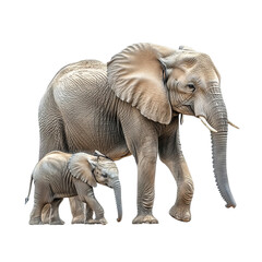 Fototapeta premium A Heartwarming Scene of an Elephant Family: Exploring the Bond Between Mother and Baby in the Wild Emphasizing Conservation and the Beauty of Nature
