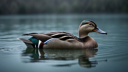 Obraz premium A duck swimming on water in a natural setting.