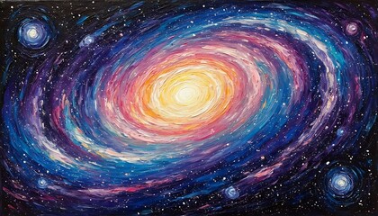 Vibrant Spiral Galaxy: Colorful Cosmic Painting
