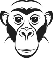 Bold Black And White Chimpanzee Head Logo Illustration Art Design