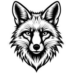 Classic Fox Head Line Art for Coloring