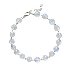 Elegant moonstone bracelet with shimmering beads showcased against a plain background