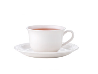 Cup of Tea on Saucer, Isolated on White Background