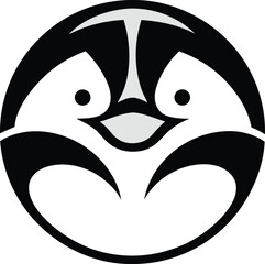 Cute Black White Penguin Logo Vector Illustration Design Mascot Icon