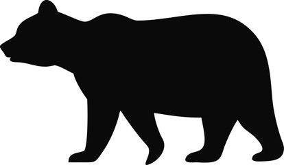 This black vector illustration features isolated wild animal silhouettes including a bear, panther, dog, wolf, lion, tiger, elephant, rhino, and cat