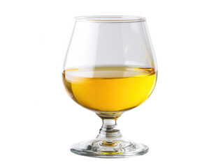 Whiskey in Snifter: Golden Liquid on White Background