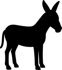 Cute farm animal vector illustration featuring a black donkey silhouette