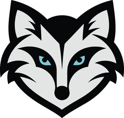 Fierce Arctic Fox Or Husky Head Mascot Logo Design Icon