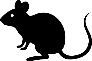 Cute wild animal vector drawing of a black cat silhouette and a fun squirrel illustration