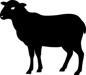 Black and white sheep silhouette vector illustration on an isolated farm background