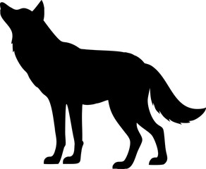 Vector illustration of a wild wolf silhouette, isolated black canine mammal drawing