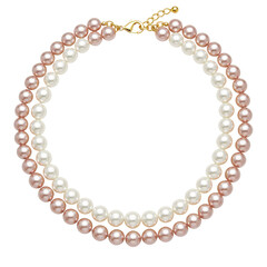 Obraz premium Elegant double-strand pearl necklace featuring soft pink and white pearls, set against a clean background