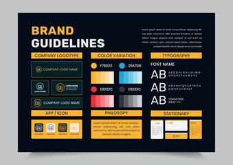 Brand Guidelines Poster Layout Set, Simple style and modern Brand Guidelines, Brand identity Template.