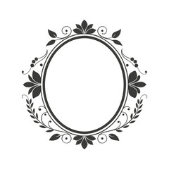 Vintage Floral Border With Oval Frame