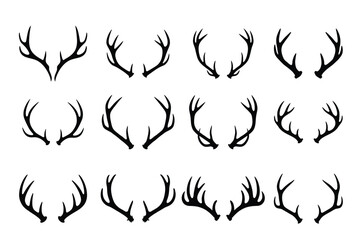 Deer Antler Silhouette Vector Set
