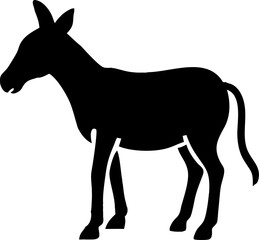 Vector cartoon silhouette illustration of farm animals, featuring a majestic horse and a cute donkey with a flowing tail, perfect for nature and wildlife art designs