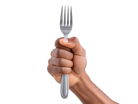 Hand Holding a Fork Upright - Confidence and Choice Concept