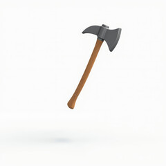 3D Pickaxe with Wooden Handle and Steel Head Emoji-Style Floating Isolated