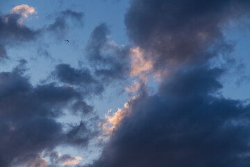 Obraz premium Beautiful sunset sky, with clouds. Sky background.