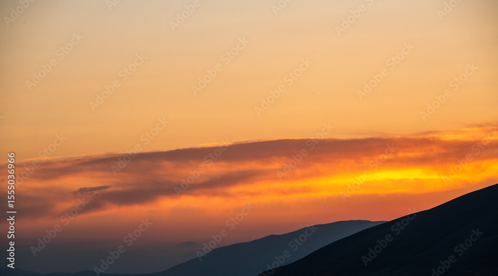 Canvas Prints beautiful sunset with clouds over the lake.