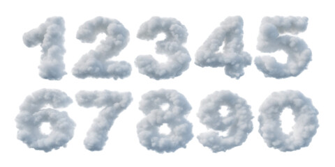 Cloud numbers set from zero to nine creative design for kids learning concept art