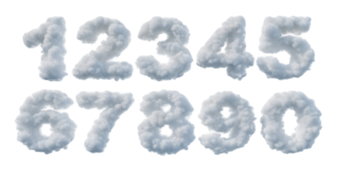Cloud numbers set from zero to nine creative design for kids learning concept art