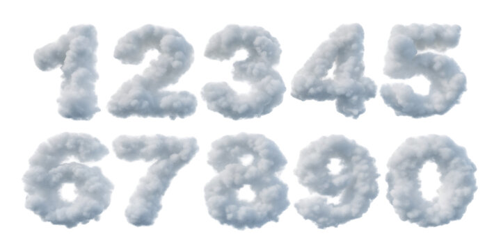 Cloud numbers set from zero to nine creative design for kids learning concept art