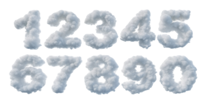 Cloud numbers set from zero to nine creative design for kids learning concept art