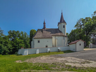 Castle and church in Korzkiew, Poland.