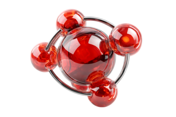 Abstract red atom model. Science, technology, research concept.