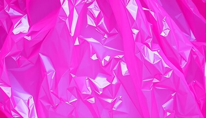 A crinkled, translucent pink plastic shopping bag, store, shiny