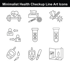 Healthcare Line Icons – Hospital, Test & Exam Vector Bundle