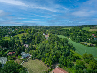 Fototapeta premium Castle and church in Korzkiew, Poland.