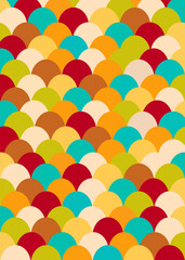 Colorful retro scallop pattern seamless background. abstract seamless pattern